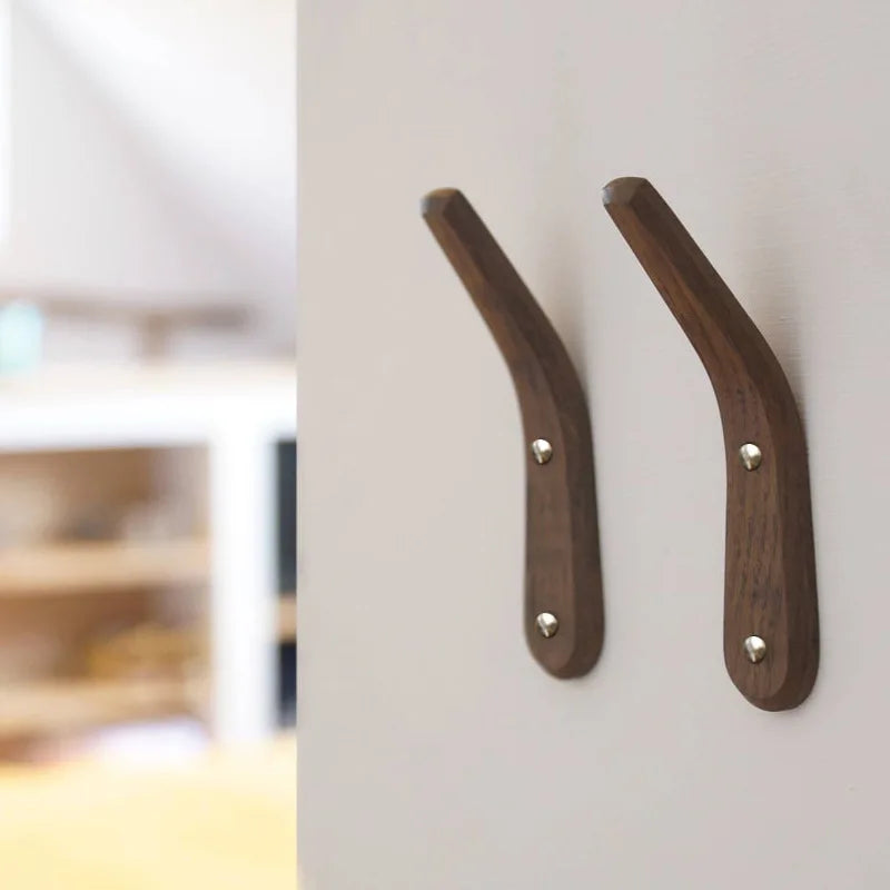 Nordic solid wood hook fitting room children's room wooden coat hook coat hook single hook 3pcs