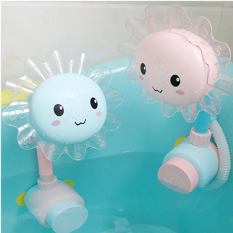 Baby Shower Waterfall Bathtub Toy Cartoon Sunflower Faucet Spray Water Bath Rinse Children Bathroom Bath Toy Children Gift