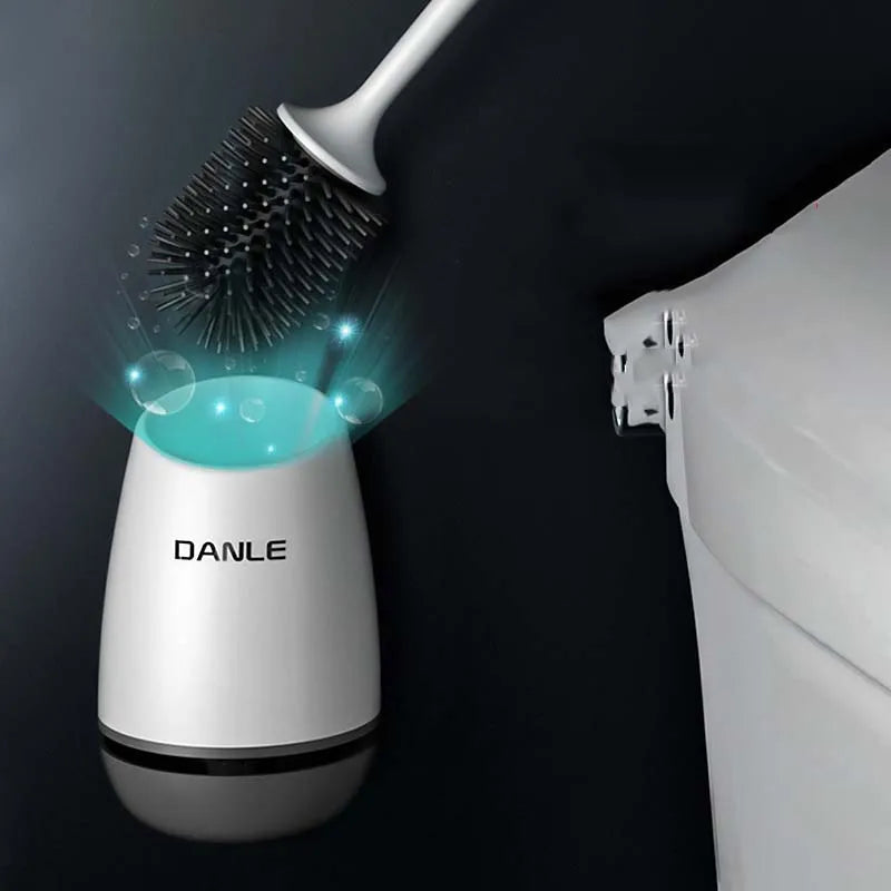 TPR Silicone Head Toilet Brush Clean Tools Wall-Mount Or Floor-Standing Quick Draining Cleaning Brush Bathroom Accessories