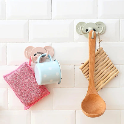 2 Pcs Elephant Shaped Creative Hanger Rack Decorative Hanging Storage Holder Wall Hook Kitchen Organizer Bathroom Accessories