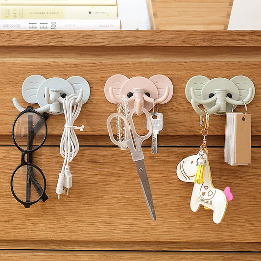 2 Pcs Elephant Shaped Creative Hanger Rack Decorative Hanging Storage Holder Wall Hook Kitchen Organizer Bathroom Accessories
