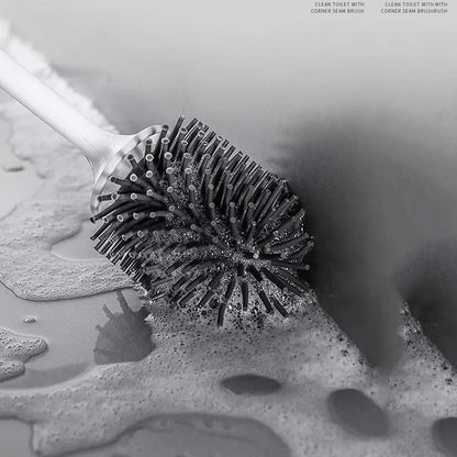 TPR Silicone Head Toilet Brush Clean Tools Wall-Mount Or Floor-Standing Quick Draining Cleaning Brush Bathroom Accessories