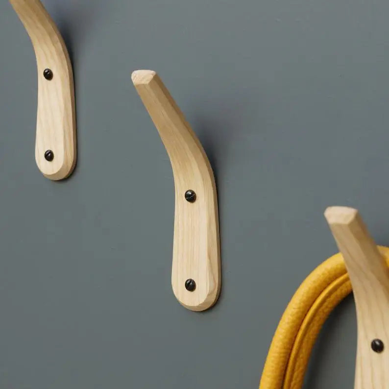 Nordic solid wood hook fitting room children's room wooden coat hook coat hook single hook 3pcs