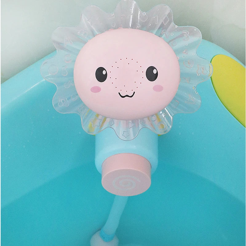 Baby Shower Waterfall Bathtub Toy Cartoon Sunflower Faucet Spray Water Bath Rinse Children Bathroom Bath Toy Children Gift