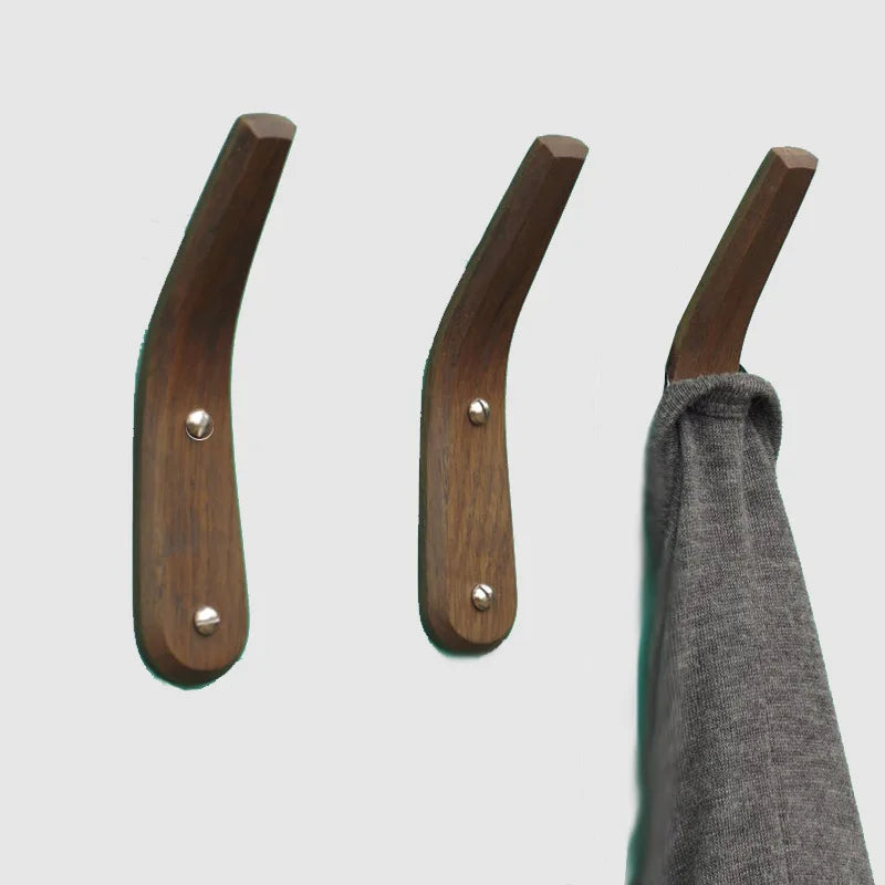 Nordic solid wood hook fitting room children's room wooden coat hook coat hook single hook 3pcs