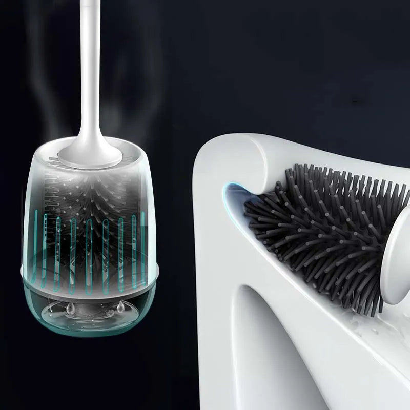 TPR Silicone Head Toilet Brush Clean Tools Wall-Mount Or Floor-Standing Quick Draining Cleaning Brush Bathroom Accessories