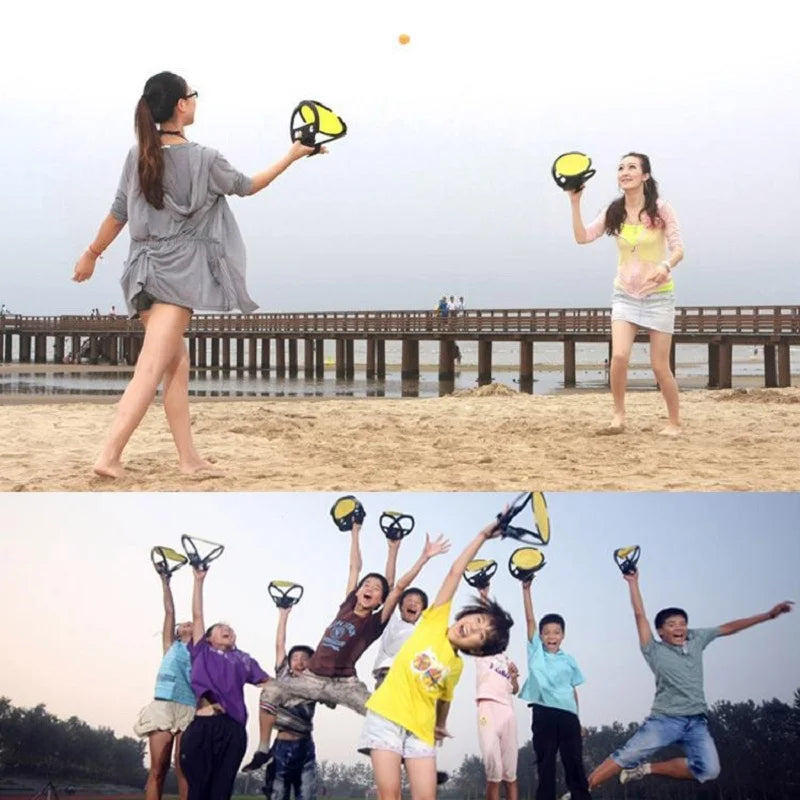 Outdoor Games Parent-Child Throwing and Catching Ball Sports Fitness Hand Grasping The Ball Racket for Adult Children Toys Gifts