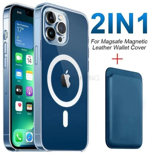 For Magsafe Magnetic Wireless Charging Case For iPhone 15 11 12 13 14 Pro MAX Mini XR XS 7 Plus Leather Wallet Card Holder Cover