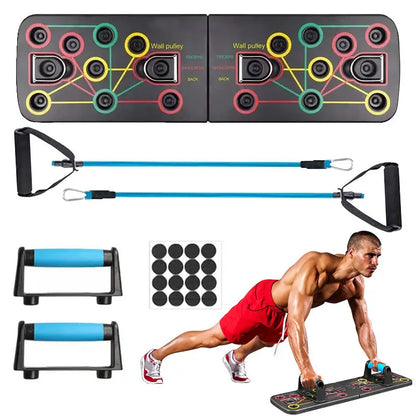 Push Up Board System Home Workout Equipment Strength Training Pushup Stands Push Up Board With Resistance Bands For Men