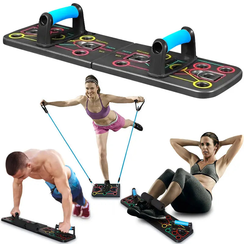 Push Up Board System Home Workout Equipment Strength Training Pushup Stands Push Up Board With Resistance Bands For Men