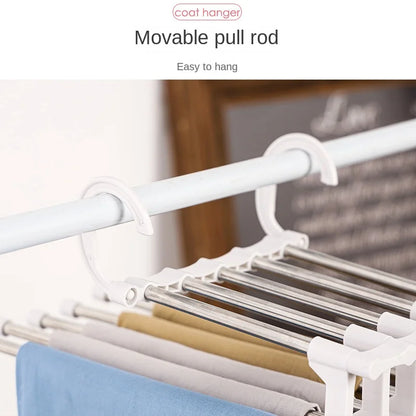 5 In 1 Pant Rack Shelves Stainless Steel Clothes Hangers Stainless Steel Multi-functional Wardrobe Magic Hanger Dropshipping