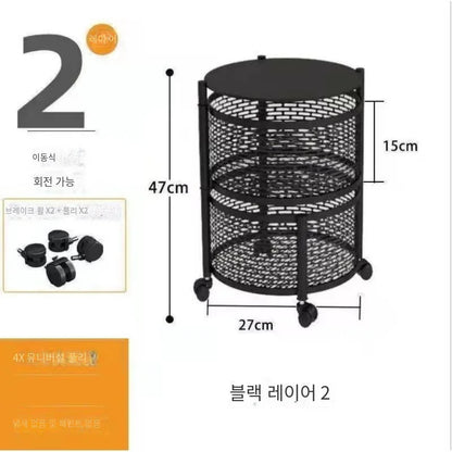 Kitchen Rotation Storage Shelf Floor Multi-layer Round Cutlery Holder Household Fruits And Vegetables Organization Storage