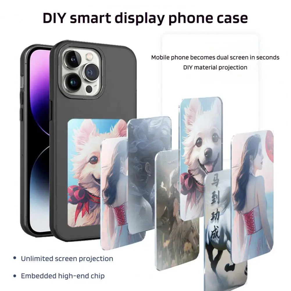 DIY Display Screen Phone Case for iPhone14/15/Pro/Pro Max NFC Screen Projection Shockproof Cellphone Protection Cover