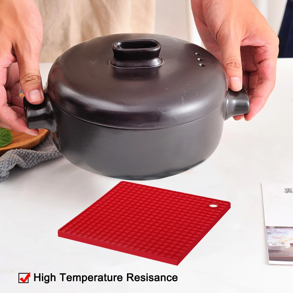 1Pc 17.5CM Silicone Placemat Non Slip Pot Holder Pad High Temperature Resisance Easy To Clean Table Bowl Coaster Wear Resistant