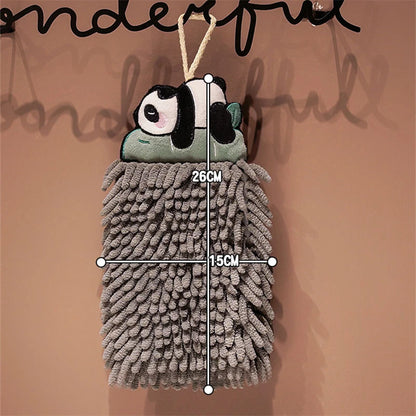 Cartoon Animals Chenille Hand Towel Ball Microfiber Soft Quick-Drying Wipe Rag Kitchen Hangable Cleaning Cloth Absorbent Towels