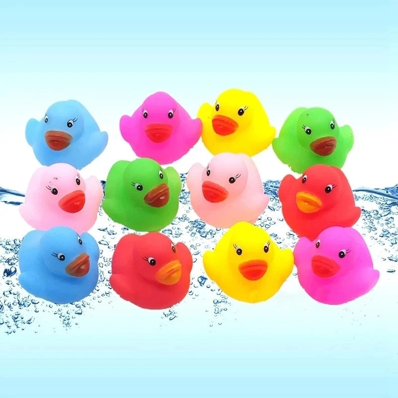 50/100pcs Small Cute Bath Rubber Ducks Baby Bath Toys Macaron Color Squeeze Float Bathing Ducks Water Toys For Newborn 0-12M