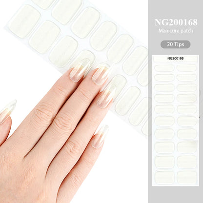 Golden Marble Gel Nail Strips Patch Sliders Flowers Gradient Color Adhesive Full Cover Gel Nail Stcikers UV Lamp Cured Manicure