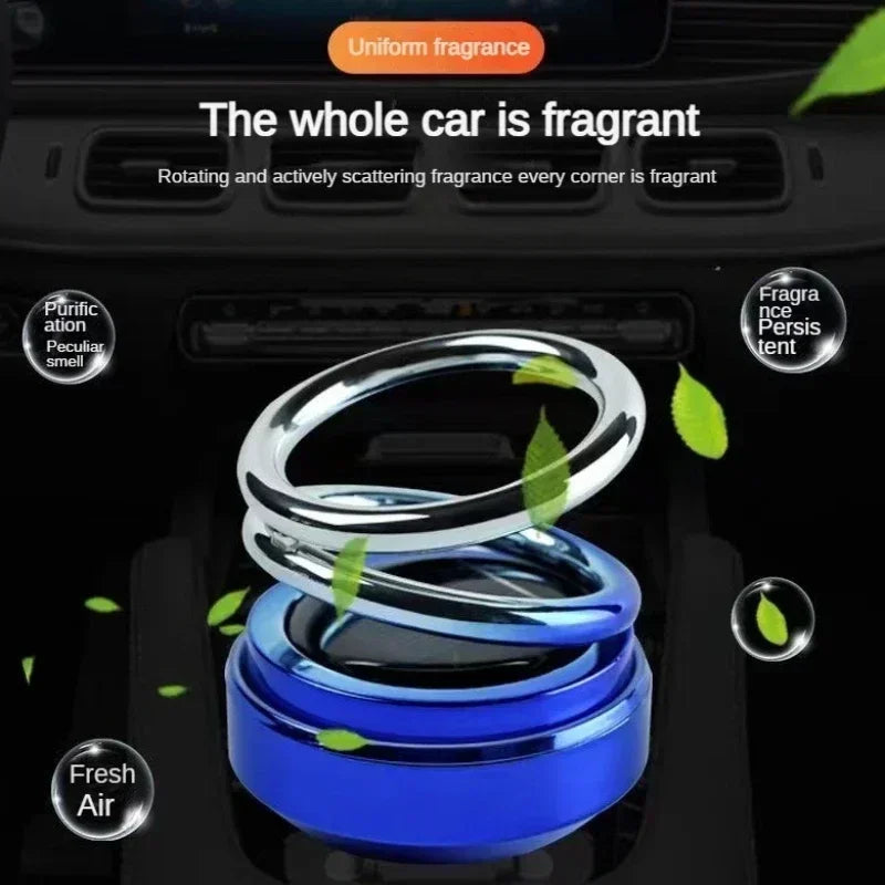 Car Double ring Perfume Diffuser Rotating Solar Air Freshener Aromatherapy Diffuser Scent Car Decoration Interior Accessories