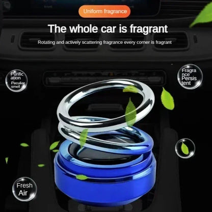 Car Double ring Perfume Diffuser Rotating Solar Air Freshener Aromatherapy Diffuser Scent Car Decoration Interior Accessories