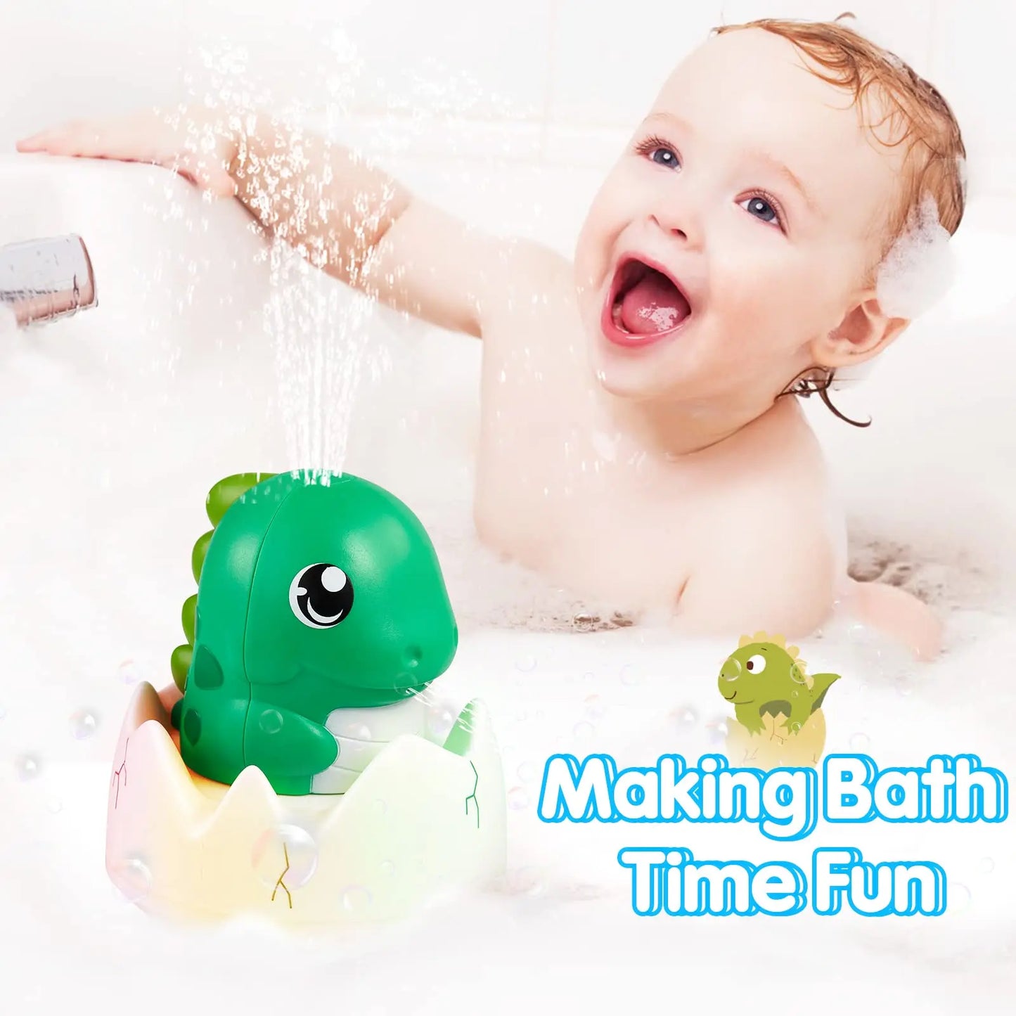 Dinosaur Bath Toys for Kids Colorful Light Up Spray Water Bathtub Toys for Baby Electric Cartoon Pool Bathroom Tub Toddler Toy
